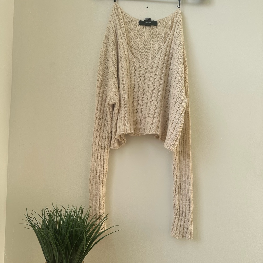 Forever 21 - Cropped Kint Sweater - Cream